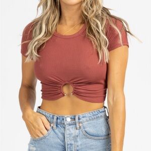 NWT Terracotta O-Ring Ribbed Crop Top